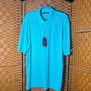 Greg Norman Men's aqua Striped Polo Shirt